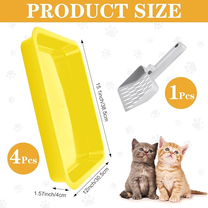 4 Pcs Open Small Kitten Litter Box, 15x12x1.4 Inch Low Entry Mini Open Cat Litter Box Rabbit Litter Pan Portable Shallow Litter Box Waterproof Travel Toilet for Bunny Guinea Pig Small Pet-PurrikoPets