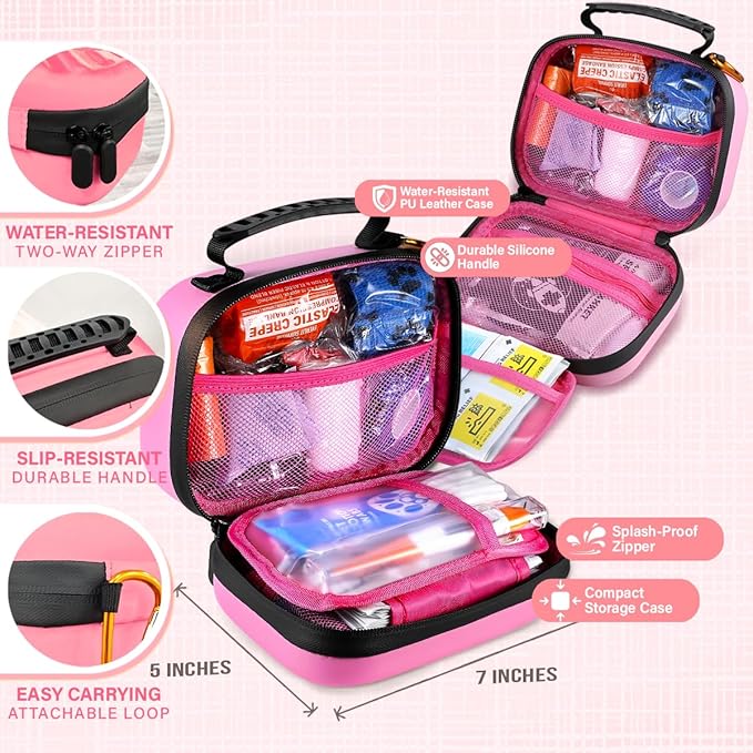 EVERLIT Pet Medic First Aid Kit | 95 Pcs Vet-Approved Medical, Outdoor & Emergency Supplies for Dogs, Cats, Animal Care | Travel-Friendly Compact Bag for Home, Car and Travel (Valentine Lace)-PurrikoPets