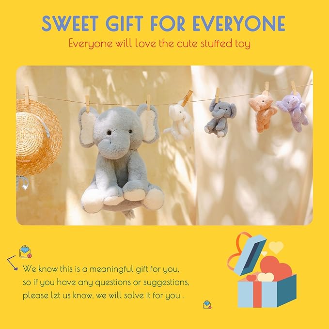 5 Pieces Elephant Stuffed Animals for Girls, 1 Mommy Elephant with 4 Babies Soft Plush Set Toys Gifts for Kids Children 3 4 5 6 7 8 9 Years, Christmas, Birthday, Children's Day-PurrikoPets