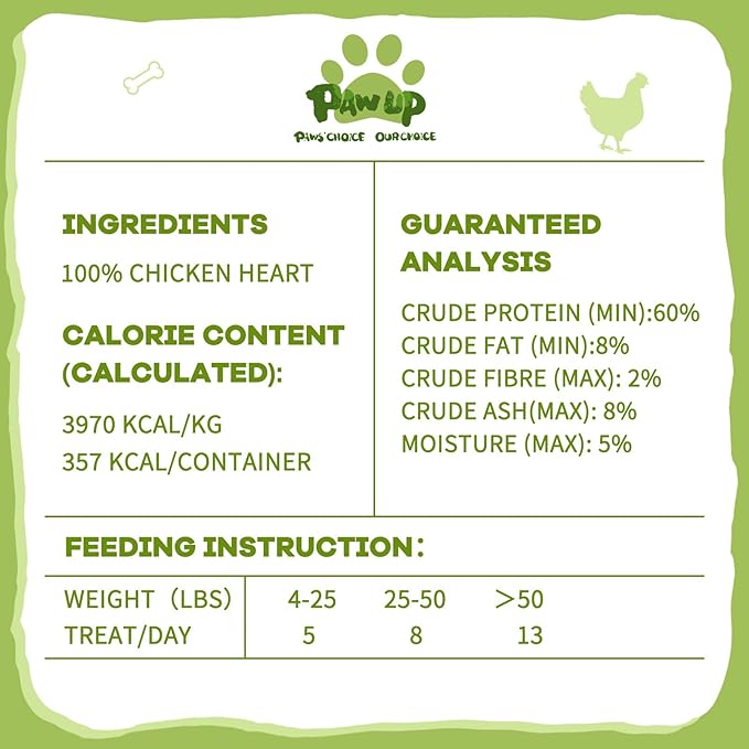 Freeze Dried Chicken Heart Pet Treats, High Protein Freeze-Dried Pet Food for Dogs, Cats, Fresh Ingredient, 3.2 oz, Rawhide Free, Gluten&Grain Free-PurrikoPets