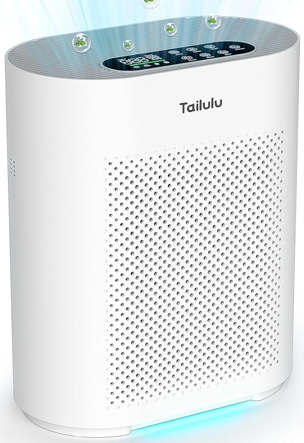 Air Purifiers for Home Large Room up to 2200ft², PM2.5 Air Quality Sensor Smart Mode, 20dB Sleep Mode & Night Light, H14 HEPA Filter Air Purifiers for Bedroom, Pets, Dust, Pollen, Tailulu HQKJ-180-PurrikoPets