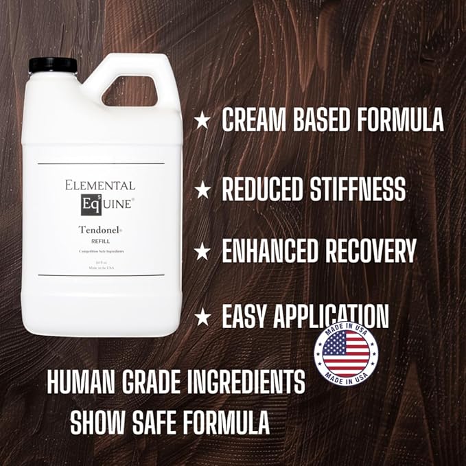 Elemental Equine Tendonel 64oz Liniment Rub for Horses - Soothe and Relax Tired Muscles While Providing Relief and Reduced Stiffness-PurrikoPets
