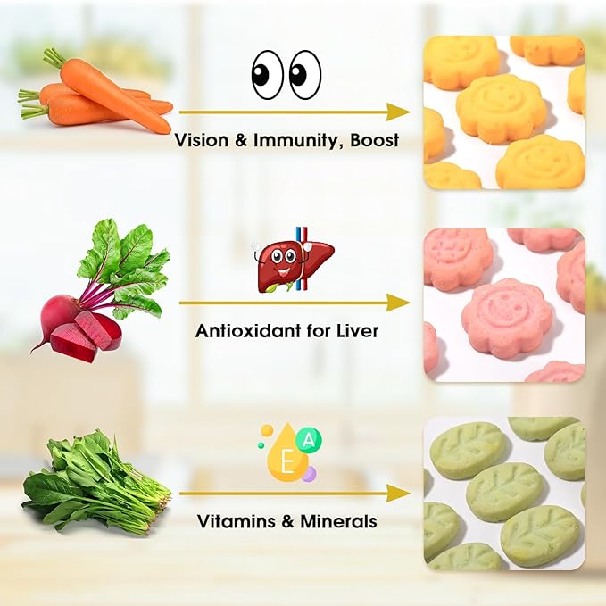 Abizoo 3 Vegetable Chews Treats: Grain Free Natural Snacks with Beet, Carrot, Spinach for Hamsters, Rabbits, Guinea Pigs & Gerbils Crunchy for Digestive Support & Dental Health 1.76oz/50g-PurrikoPets