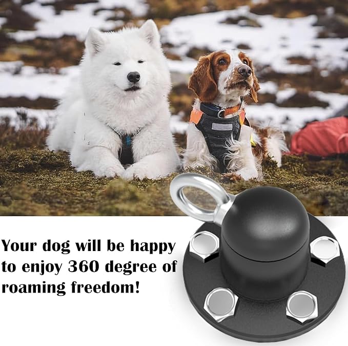 Dog Tie Out Stake Anchor, 360° Swivel Dog Tie Out Cable Runner for Yard Camping (Black)-PurrikoPets