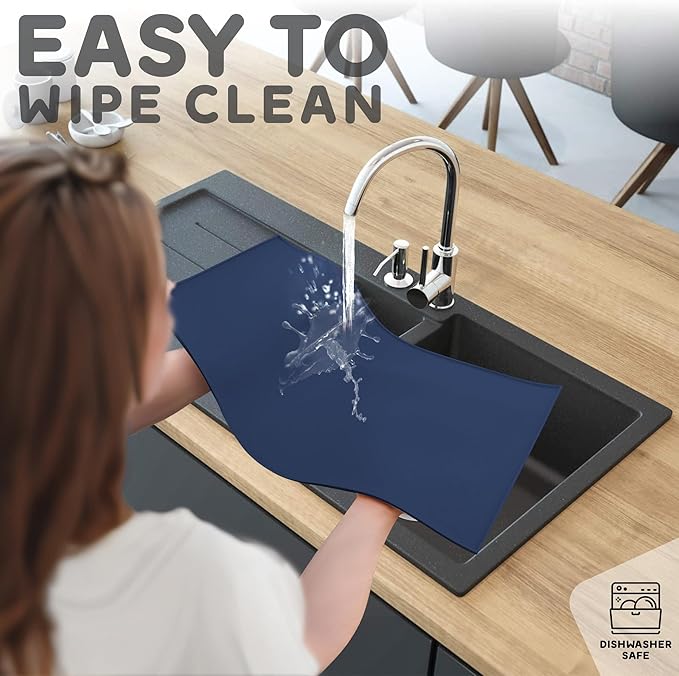 Dog Food Mat - 28x18” Large Silicone Stove Top Protector, Silicone Pet Feeding Mat, Raised Edges Dog Mat for Food and Water Prevent Spill, Waterproof Cat Placemats Protect Floors, Easy Clean Bowl-PurrikoPets