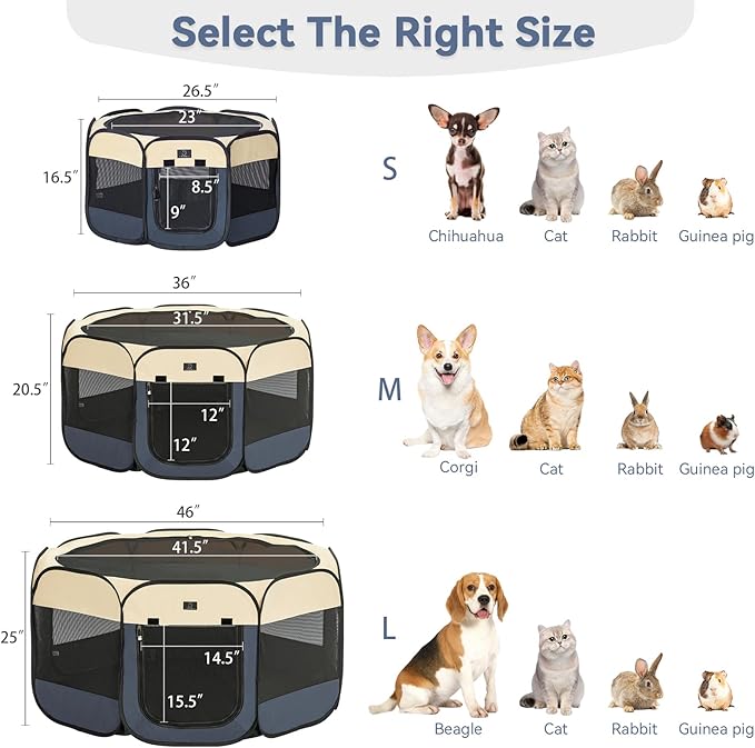A4Pet Portable Dog Playpen for Small Dogs, 27" Foldable Small Pet Playpen for Puppy/Cat/Rabbit/Chick, Indoor Cat Playpen with Removable Zipper & Mesh Panel(11”W × 7.5”H)-PurrikoPets