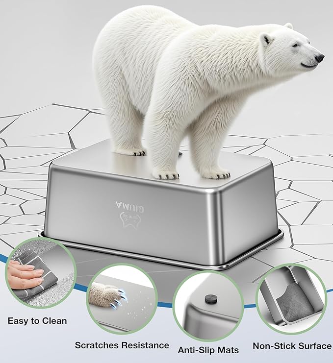 Extra Large Stainless Steel Cat Litter Box, 27.5" L×19.6" W×5.9" H, XXL Metal Kitty Litter Pan with High Sides, Odor-Free, Non-Stick, Easy to Clean, Ideal for Big Cats & Multi-Cat-PurrikoPets