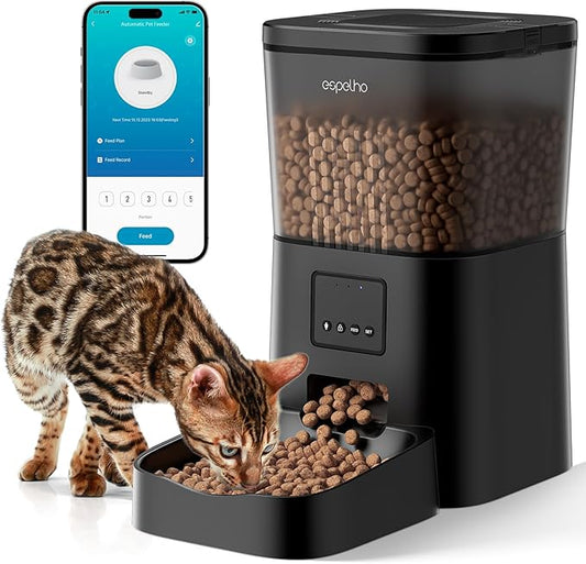 Espelho Automatic Cat Feeders WiFi: Food Dispenser with App Control 2.4Ghz WiFi- Smart Timed Cats Feeder with Voice Recorder| 4L Auto Pet Feeder for Cat and Small Dog- Up to 10 Meals per Day-PurrikoPets