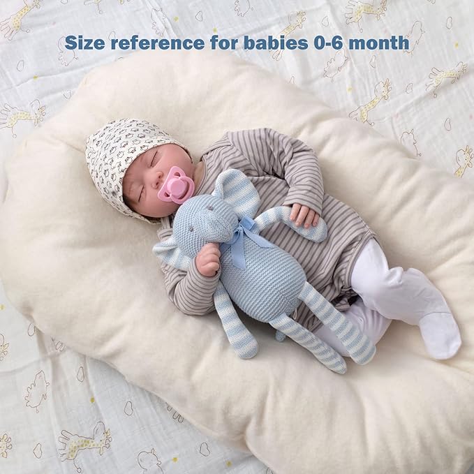 100% Organic Cotton Baby Elephant Stuffed Animal 7.1" | Blue Soft Toy for Newborn-PurrikoPets