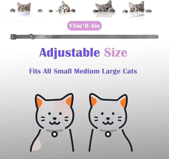 4 Pack Calming Collar for Cats - 60 Days Anxiety and Stress Relief, Relaxing Cat Collar, Adjustable Pheromones Collar for Cats，Natural Soothing for Continuous Calming-PurrikoPets