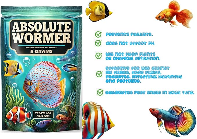 Freshwater and Saltwater Fish Powder Medication. with parasites and Flukes. (5G - Treats 600 GALLONS)-PurrikoPets