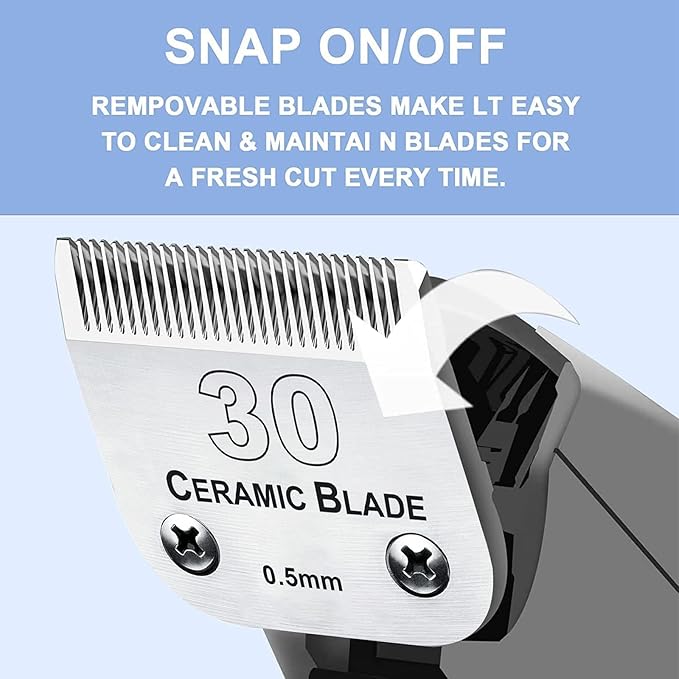 2Pack 30 Blade Dog Grooming Clipper Blades Compatible with Andis/Wahl/Oster Dog Clippers,Detachable Stainless Steel Blade,Size-30, 1/50-Inch Cut Length (64260)-PurrikoPets