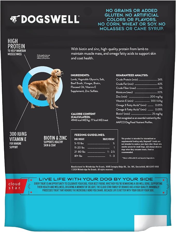 Dogswell Skin & Coat Jerky Dog Treats, Lamb, 10 oz. Bag-PurrikoPets