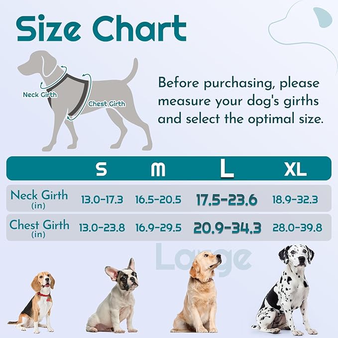 Eagloo Dog Harness for Large Dogs, Easy Wearing with 3 Buckles, Adjustable No Pull Pet Harness with 2 Rings for Walking, No Chock Reflective Soft Padded Vest with Control Handle, Red & Teal, L-PurrikoPets