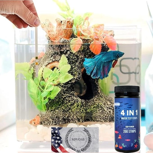 200 Aquarium Water Test Strips - For Fish Tank or Pond - Best Budget Aquarium Water Test On Amazon! - High Accuracy - Tests for Nitrate, Nitrite, PH, and Water Hardness - Veteran Owned Company!-PurrikoPets