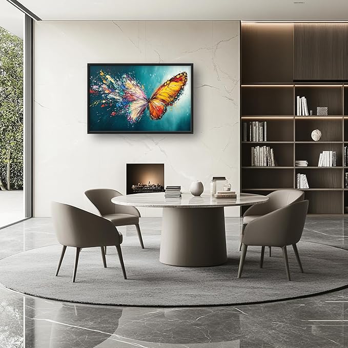 Extra Large Framed Abstract Butterfly Wall Art,Colorful Graffiti Wall Decor,Splashing Wings Pictures for Living Room,Canvas Print Painting Modern Artwork Bedroom Office Bathroom Home Decor 36L x24W-PurrikoPets
