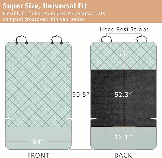 F-color SUV Cargo Liner for Dogs, Water Resistant Pet Cargo Cover Dog Seat Cover Mat for SUVs Sedans Vans with Bumper Flap Protector, Non-Slip, Large Size Universal Fit, Grey-PurrikoPets