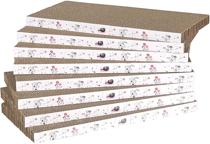 8 Packs in 1 Cat Scratch Pad, Cat Scratcher Cardboard,Reversible,Durable Recyclable Cardboard, Premium Scratch, Suitable for Cats to Rest, Grind Claws and Play-PurrikoPets