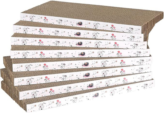 8 Packs in 1 Cat Scratch Pad, Cat Scratcher Cardboard,Reversible,Durable Recyclable Cardboard, Premium Scratch, Suitable for Cats to Rest, Grind Claws and Play-PurrikoPets