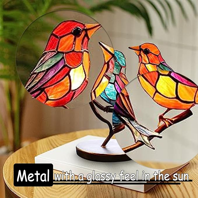 3Birds on a Branch, Metal Desktop Decorations, Home Bird Decorations for Office, Window, Aviary, Garden, Gifts for Bird Lovers, Boxed Set.-PurrikoPets