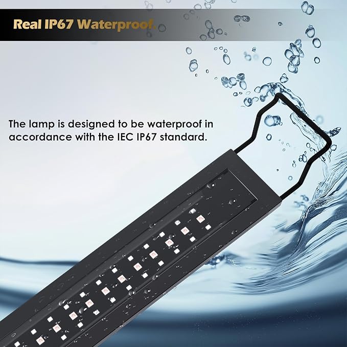 GLOWRIUM LED Aquarium Light with Remote, Full Spectrum Fish Tank Light with Auto Timer, IP67 Waterproof Freshwater Planted Tank Light, Dimmable RGB+W+Moon LEDs with High Performance (36W 48-53inch)-PurrikoPets