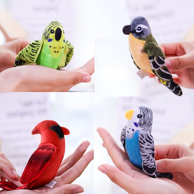 Dorakitten Cat Catnip Toys Interactive Cats 4pcs Kitten Plush Nip Chew Bird Toy with Crinkle Paper Pet Best Treats Stuffed Pillow Cute Teething Play Gifts Soft Kick Sound Supplies for Indoor Kitty-PurrikoPets