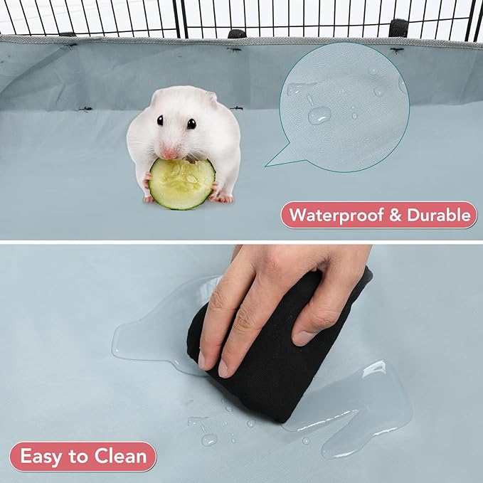 12 Panels Small Animal Playpen,Pet Playpen with Waterproof Mat,C&C Cage for Guinea Pigs,Puppy Play Pen,Bunny Playpen,Indoor Outdoor Portable Metal Wire Yard Fence-PurrikoPets