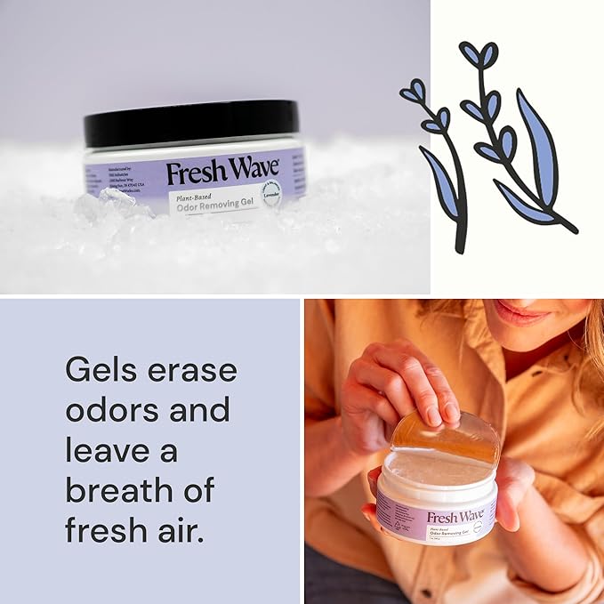 Fresh Wave Lavender Odor Removing Gel, 7 oz., Pack of 3 - Safer Odor Absorbers for Home, Natural Plant-Based Odor Eliminator, Every 7 oz. lasts 15-30 Days, For Cooking, Trash & Pets-PurrikoPets