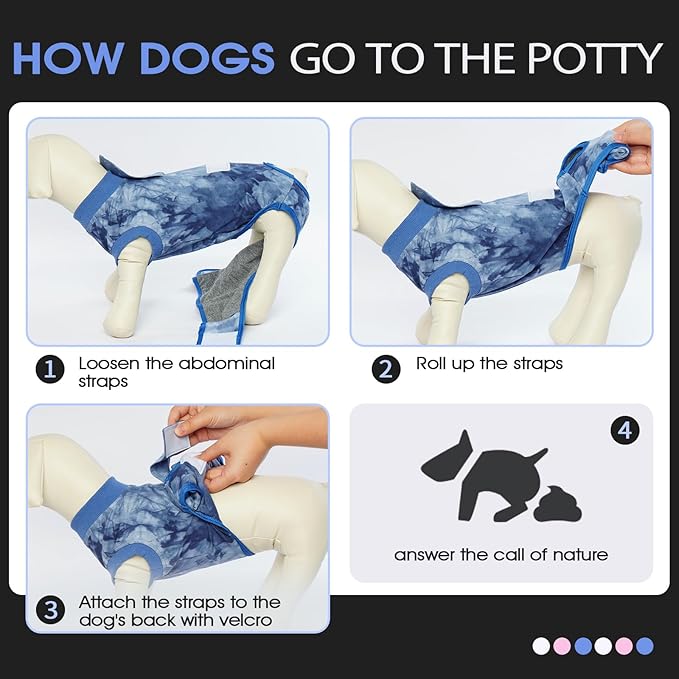 FUAMEY Recovery Suit for Dogs After Surgery,Soft Breathable Dog Bodysuit E-Collar & Cone Alternative Surgical Suit,Male Female Dog Neuter Spay Suits Anti Licking Wounds Onesie Blue Tie Dye M-PurrikoPets