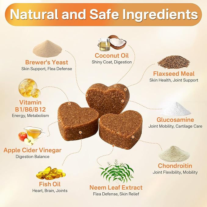 5-in-1 Dog Flea and Tick Treatment Chewable, Natural Flea and Tick Prevention for Dogs Chewable - Flea & Tick | Hip & Joint | Skin & Coat | Immunity Support | Digestive for All Breeds & Sizes-PurrikoPets