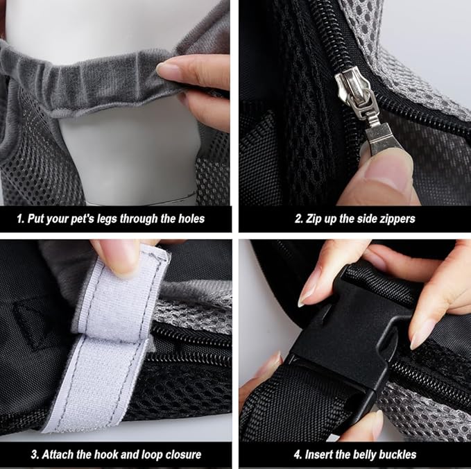 FEimaX Dog Carrier Backpack Pet Legs Out Front Cat Travel Bag, Adjustable Puppy Backpacks Carriers Hands-Free for Small Medium Dogs Cats Hiking Traveling Camping Daily Walking (X-Large, Grey)-PurrikoPets