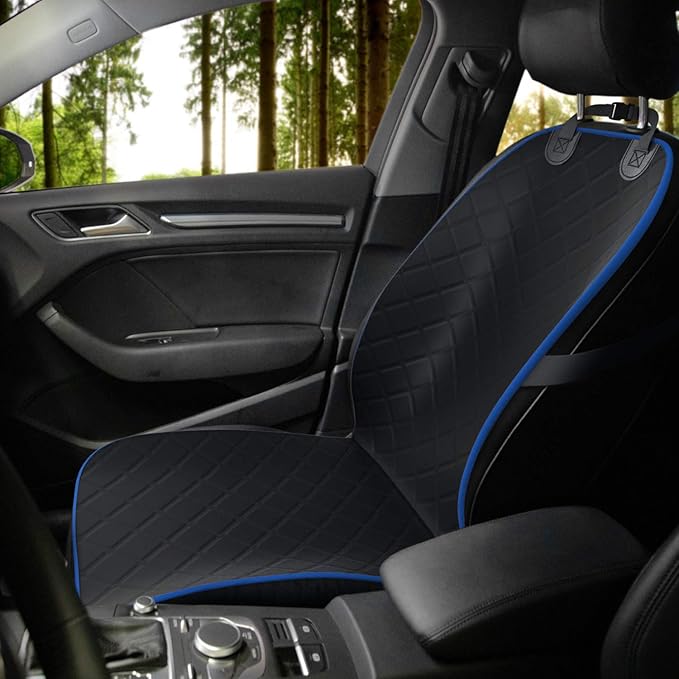 Active Pets Dog Car Seat Cover, Waterproof Front Seat Protector for SUV Truck Sedan, Pet Safety Travel Comfort System with Universal Fit, Blue-PurrikoPets