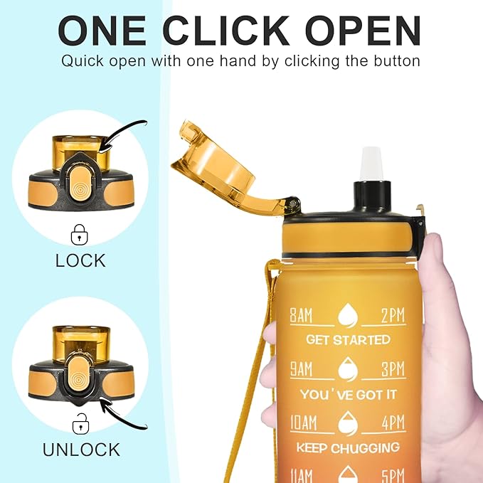 Enerbone Water Bottle, Leakproof BPA & Toxic Free, Motivational Water Bottle with Times to Drink and Straw, Fitness Sports Water Bottle with Strap for Office, Gym, Outdoor Sports-PurrikoPets