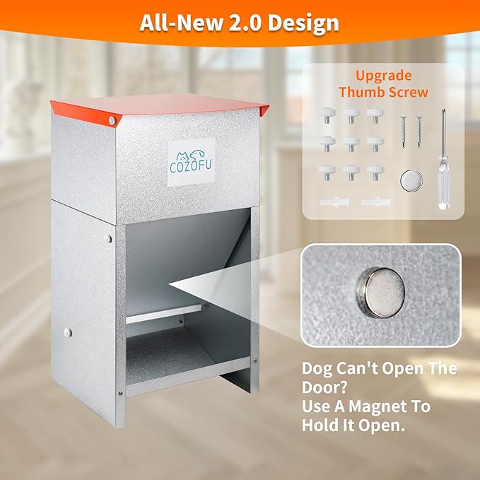 Dog Feeder - Galvanized Metal Pet Food Station for Indoor & Outdoor Use - Automatic Gravity-Fed Dispenser Suitable for Small, Medium, and Large Dog Breeds - Capacity: 25 Pounds of Dry Kibble-PurrikoPets