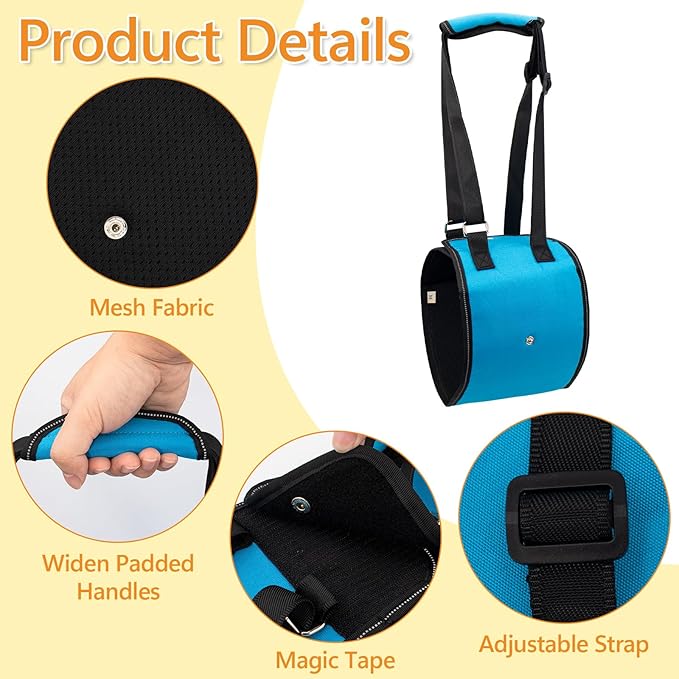 Dog Lift Harness Dog Sling for Large Dogs, Portable Dog Carrier Sling for Back Legs, Ajustable Hip Support Harness for Weak Rear Leg, Assist Senior Disabled Joint Injuried and After ACL-PurrikoPets