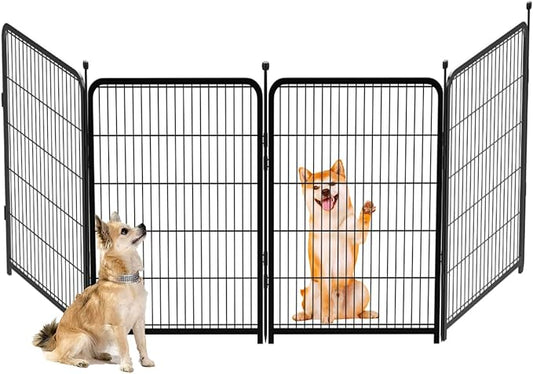 Garden Fencing 36 Inch High, 4 Panels Total 8.9 Ft(L) Dog Fencing Outdoor for Yard, 4 One-Sided Plate, No Door, Anti Dig Fence Barrier, Dog Pen, Rabbit Fence, Garden Fences and Borders-PurrikoPets