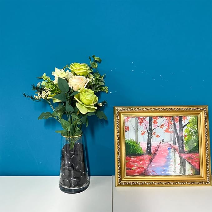 5 lbs Polished Black Pebbles for Indoor Plants, 0.8-1.2 Inch Decorative Black River Rocks for Plants Aquarium Planter Vase Fillers Landscaping and Garden Black Stones-PurrikoPets