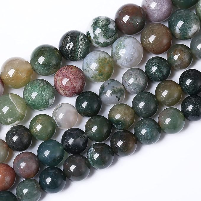 60-65pcs 6mm Natural Indian Agate Gemstone Beads Smooth Round Loose Spacer Beads for Jewelry Making DIY Bracelet Necklace 15" Strand