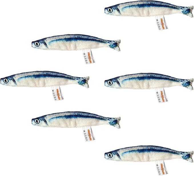 6 PCS Cat Fish Toy Soft and Durable,Cat nip Toy with Catnip Inside, Kicker Toys for Indoor Kitten Exercise,Kitty Teething Chew Toy (6 Sauries)-PurrikoPets