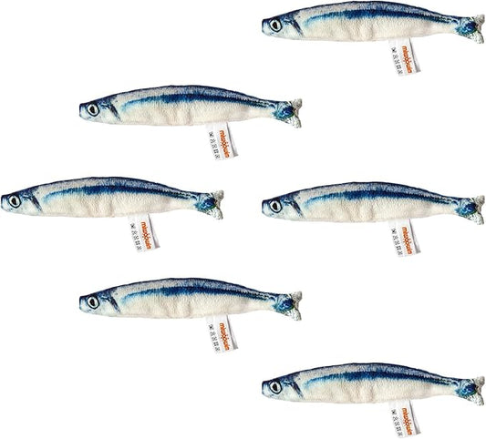 6 PCS Cat Fish Toy Soft and Durable,Cat nip Toy with Catnip Inside, Kicker Toys for Indoor Kitten Exercise,Kitty Teething Chew Toy (6 Sauries)-PurrikoPets