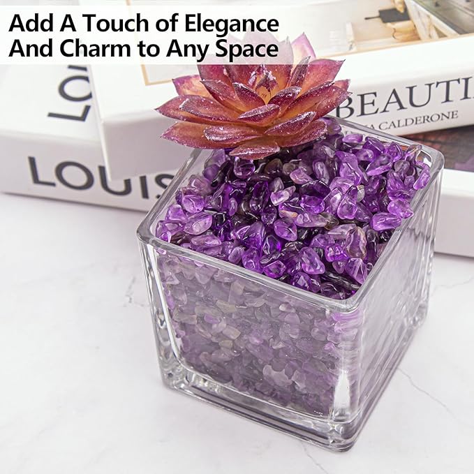 3 LB Amethyst Crystal Rocks Tumbled Crushed Stones Amethyst Crystal Quartz Chips Bulk Natural Gemstones Healing Reiki Mini Quartz Vase Filler Fish Tank Gravel Rocks-PurrikoPets