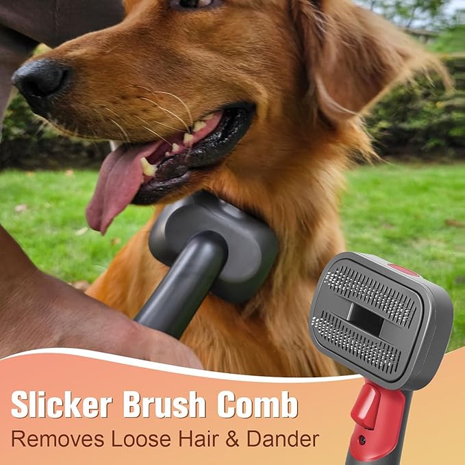 FUNTECK 2-in-1 Dog Hair Vacuum Brush for Grooming & Shedding Compatible with Dyson Gen5, V15, V12, V11, V10, V8, V7 – Removes Loose Hair, Dander, Undercoat & Tangles – Self-Cleaning Design-PurrikoPets