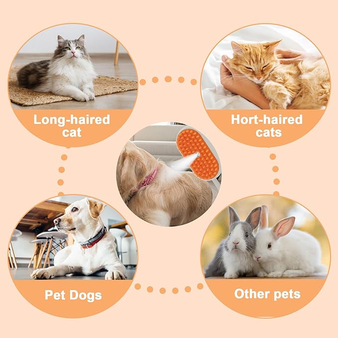 4-in-1 Cat Steam Brush Cat and Dog Anti-Static steam Brush with Spray for Massaging,cleaning,Shedding,Grooming,New Rechargeable Pet Grooming Brushes(cream khaki)-PurrikoPets