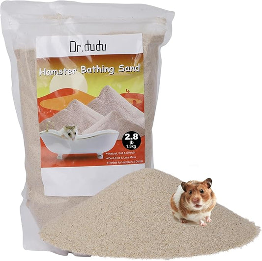 DR.DUDU Hamster Bath Sand, 2.8lb Dust Free Desert Sand or Potty Litter Sand for Hamster Chinchillas Gerbil Syrian Mice Small Animals (Beige)-PurrikoPets