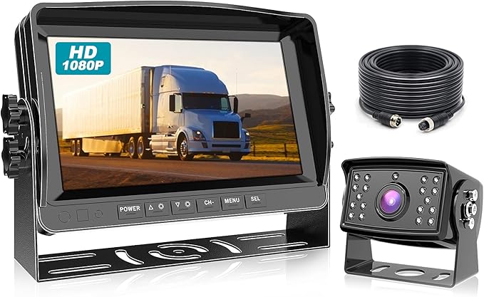 Fookoo Ⅱ HD Backup Camera System Kit, 9" 1080P Reversing Monitor+IP69 Waterproof Rear View Camera, Sharp CCD Chip, 100% Not Wash Up, Truck/Semi Trailer/Box Truck/RV (DY901-Wired)-PurrikoPets
