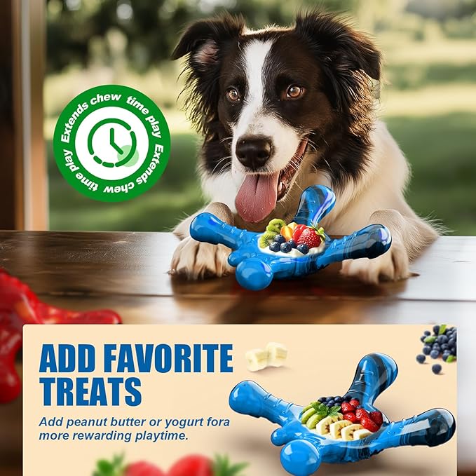 Dog Toys for Aggressive Chewers, Nylon Indestructible Toy for Medium Large Dogs, Hedgehog-Shaped Chew Toys with Bacon Flavor, Long Lasting, Dog Toys for Boredom, Blue-PurrikoPets