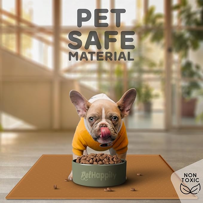 Dog Food Mat - 24x15 Raised Edges Dogs Mat for Food and Water Prevent Spill, Waterproof Cat Food Mats Protect Floors, Easy Clean Dog Bowl Mats for Food and Water, Silicone Pet Feeding Placemats-PurrikoPets