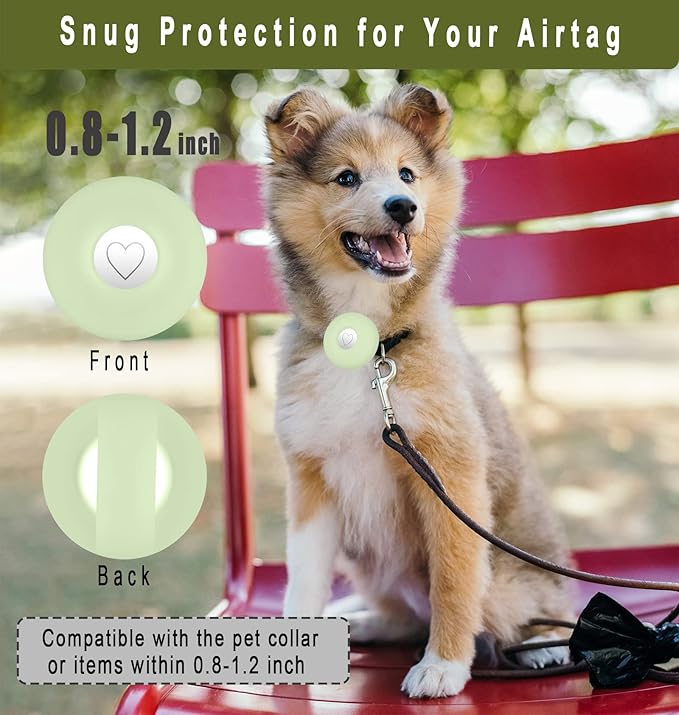 Airtag Holder for Dog Collar, Cibaabo Silicone Air Tag Case Cover Compatible with Apple Airtags for 0.8-1.2inch Cat Pet Collar Harness Loop-PurrikoPets