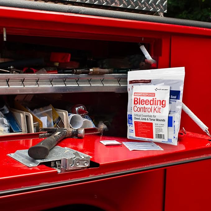 First Aid Only 91137 Critical Essentials Bleeding Control Kit for Chest, Limb & Torso Wounds, 10 Pieces-PurrikoPets