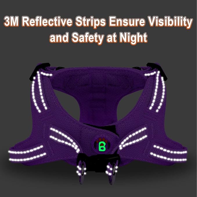 Dog Harness Step in Dog Vest Harness, Reflective Adjustable Puppy No Pull Harness Breathable Soft for Small and Medium Dogs Cats, Purple, S-PurrikoPets